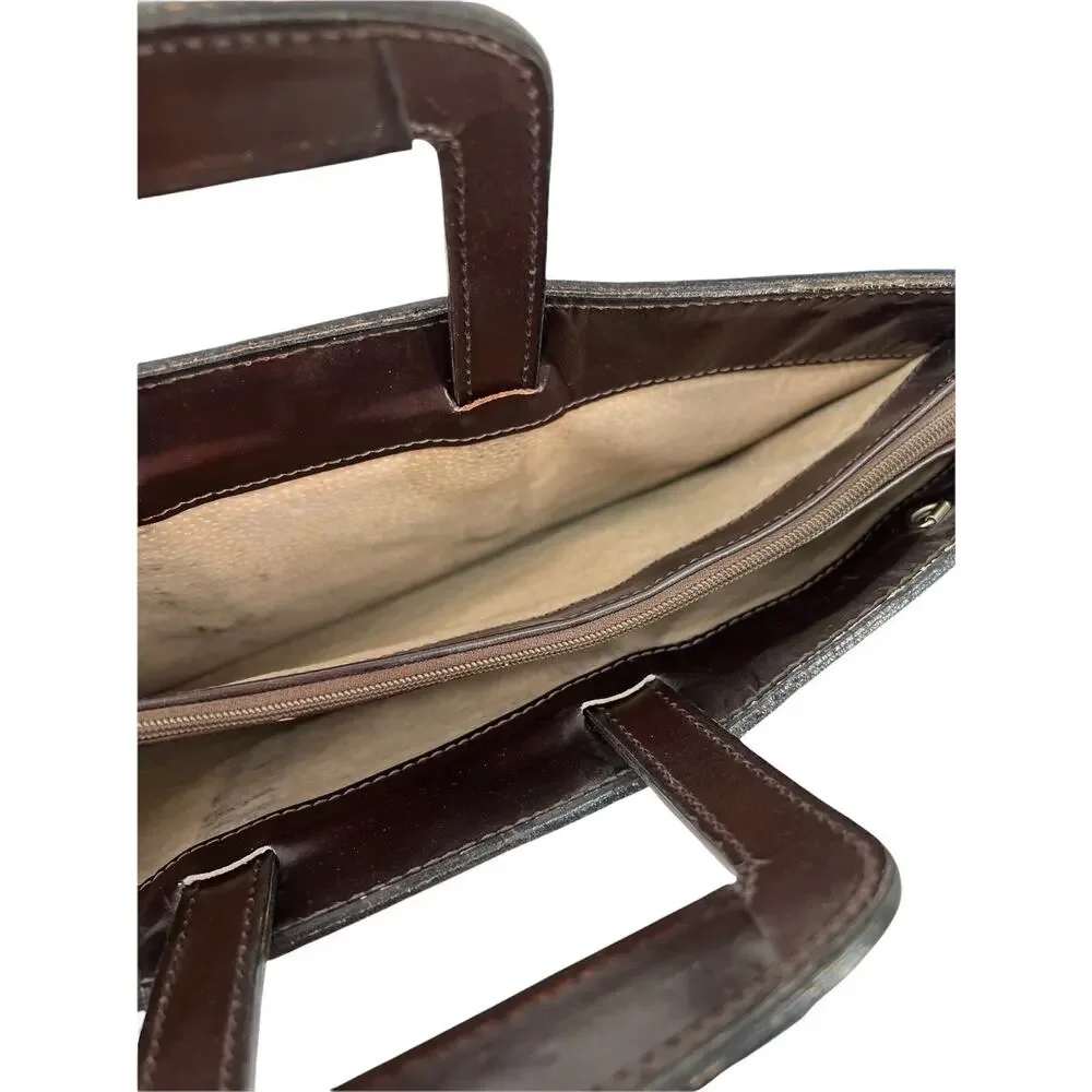 Vintage Distressed Brown LEATHER Retractable Portfolio Leather Briefcase Bag